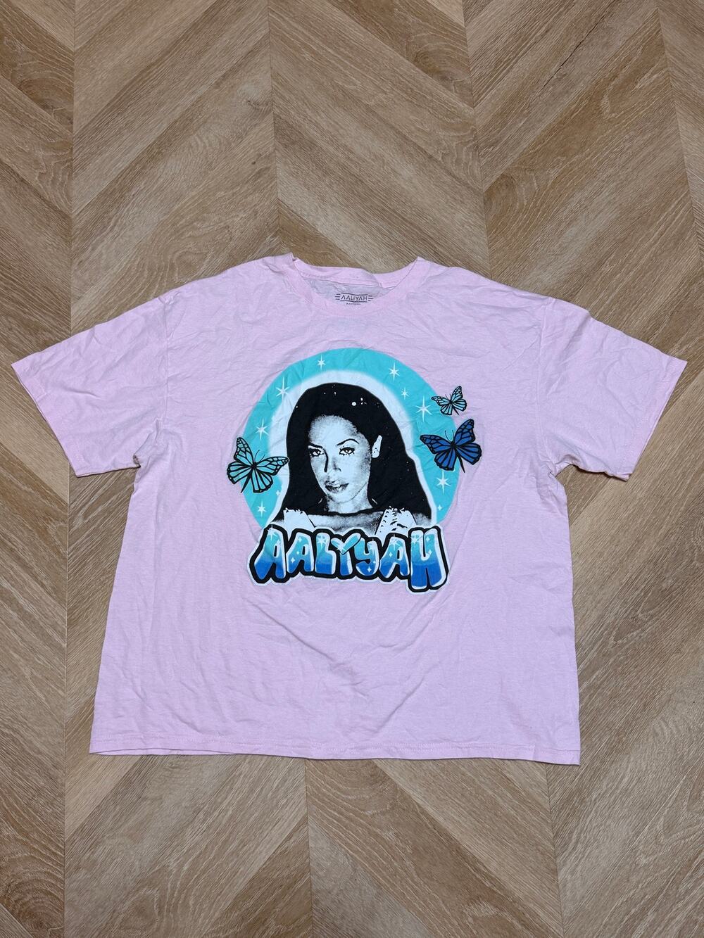 Aaliyah Pink Butterfly R&B Graphic Tee XL 100% Cotton